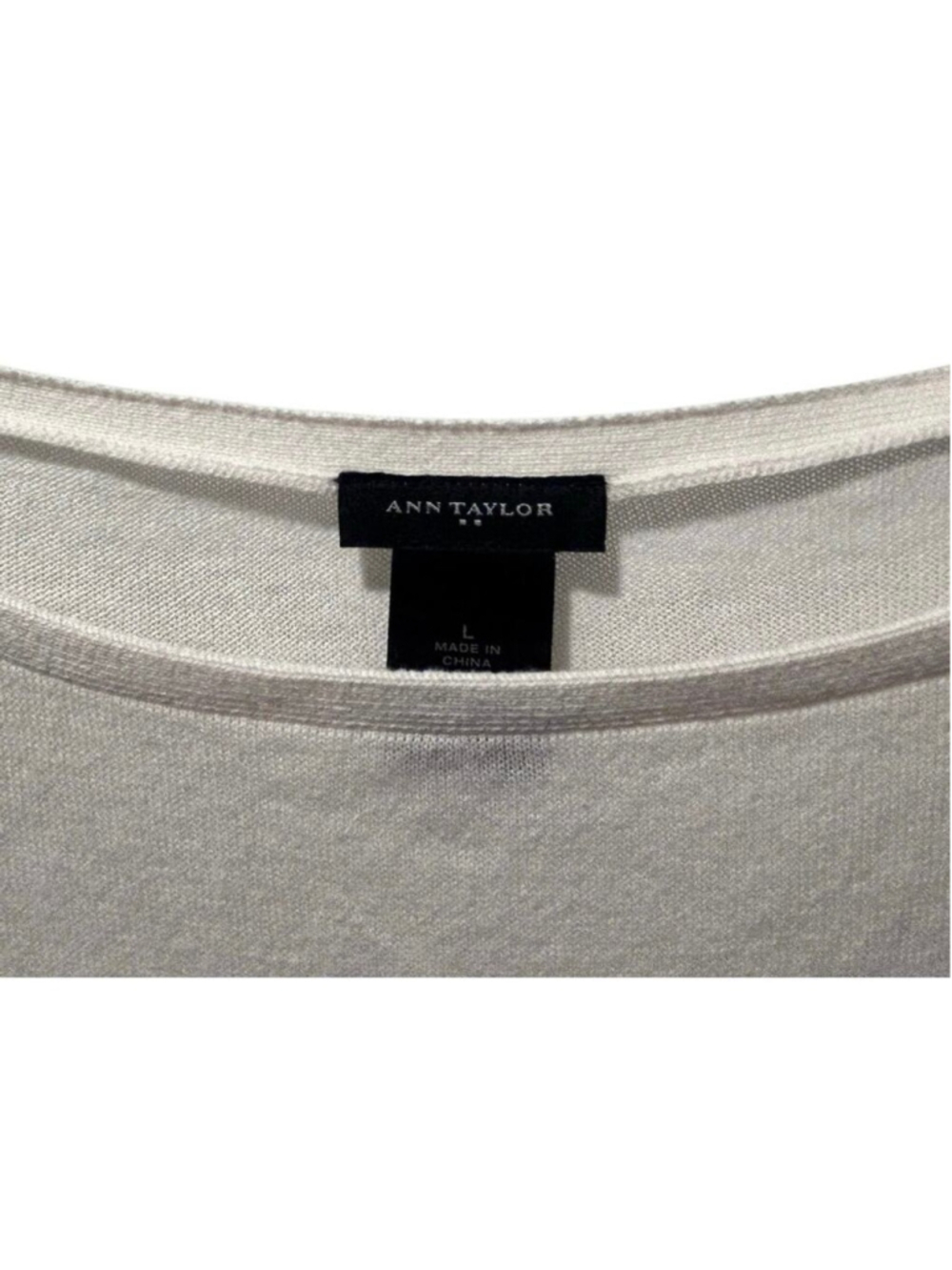 Ann Taylor Cream Layered Knit Chiffon Hem Tunic Top Large - Picture 4 of 6
